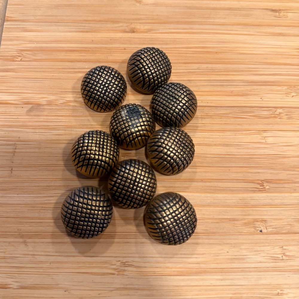 Set of 9 Vintage Half Dome Lattice Brass Shank Buttons